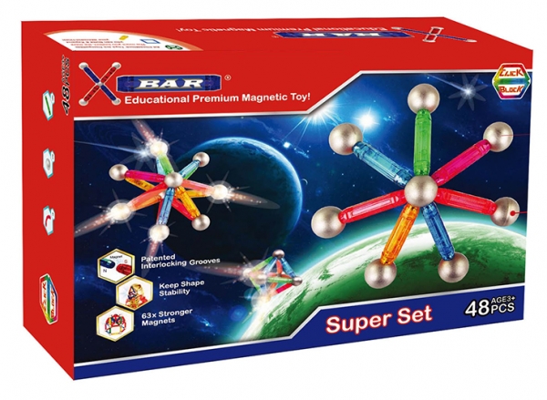 ClickBlock X-Bar Magnetic Building Construction Toy- Super Set (48 Pieces)