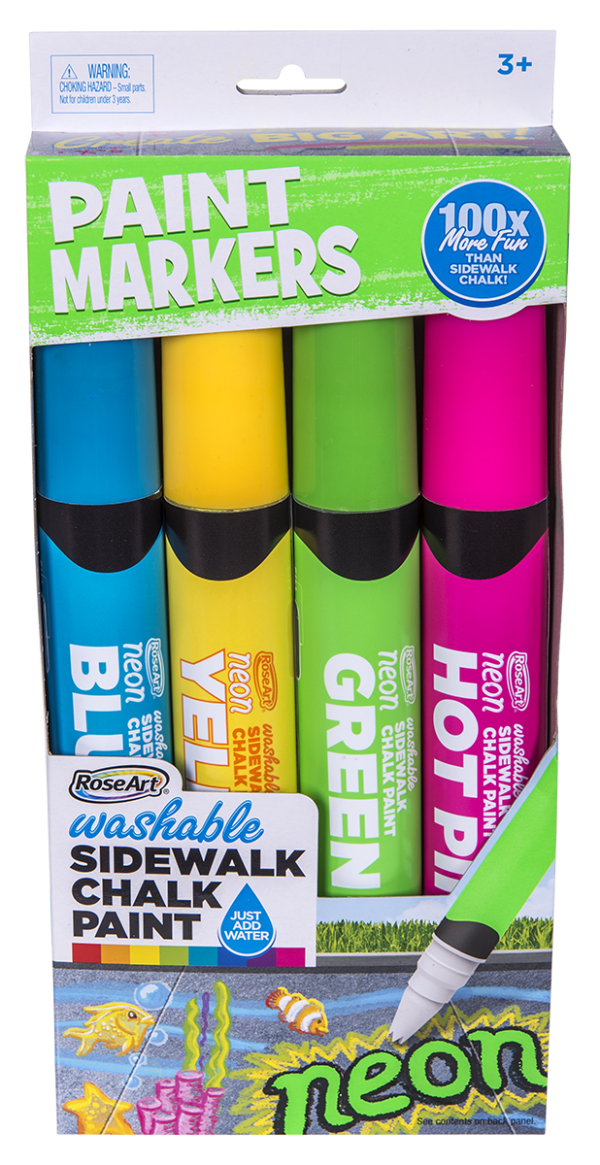 Jumbo Neon Washable Sidewalk Chalk Paint Markers