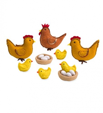 Wooden Chicken Coop and Felt Chickens Play Set Special