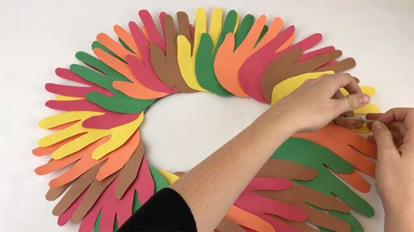 Kitchen Floor Crafts: Shades of People Handprint Wreath