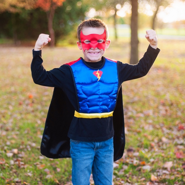 Reversible Bat vs Superhero Tunic Cape & Mask