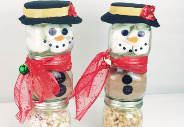 diy snowman jars hot chocolate