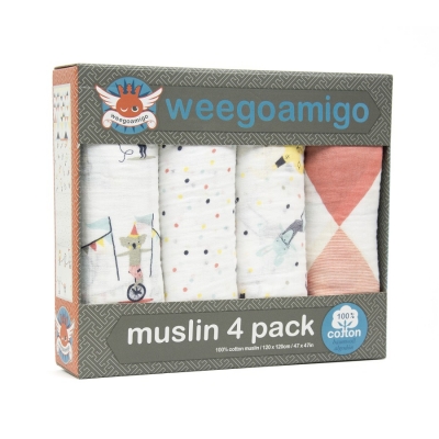 WEEGOAMIGO Baby Muslin Swaddle - 4 Pack