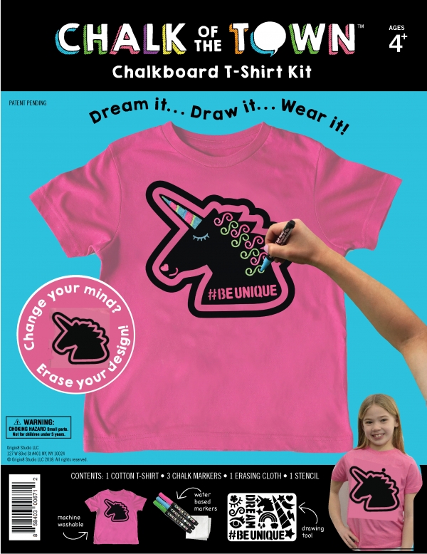 Chalk of the Town Unicorn Chalkboard T-shirt Kit