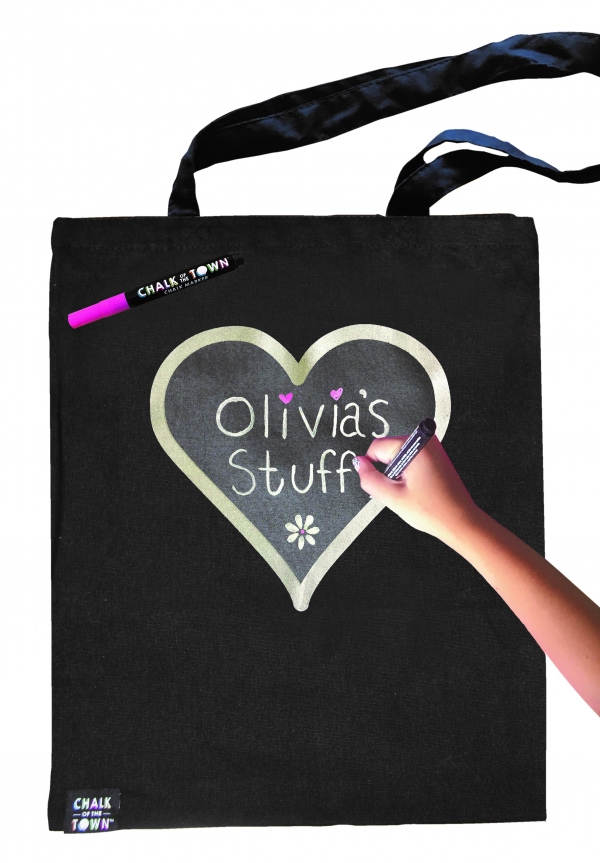 Chalk of the Town Silver Heart Tote Bag
