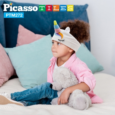 PicassoTiles Kids Unicorn Headband/Eye Mask with Built-In Headsets