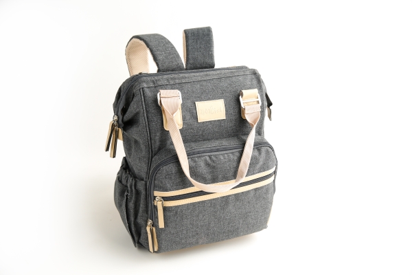 Kids N' Such Grey Chambray Diaper Bag Backpack