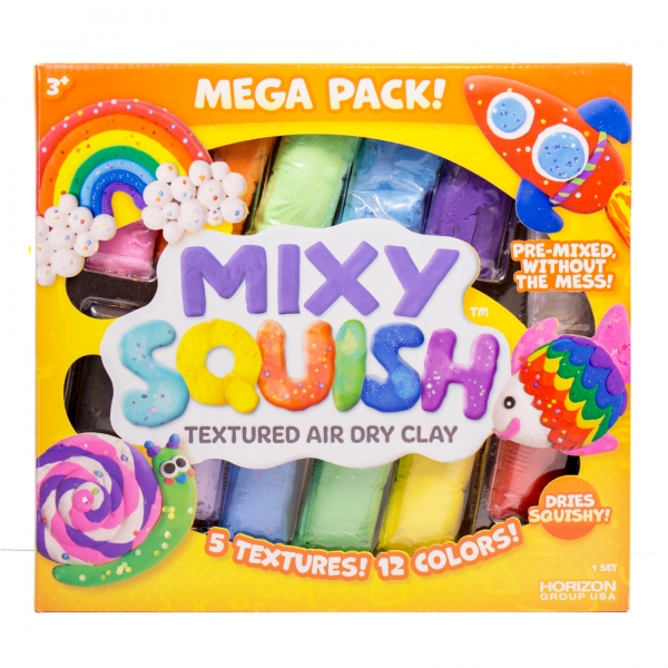Mixy Squish Textured Air Dry Clay, Rainbow Mega Pack