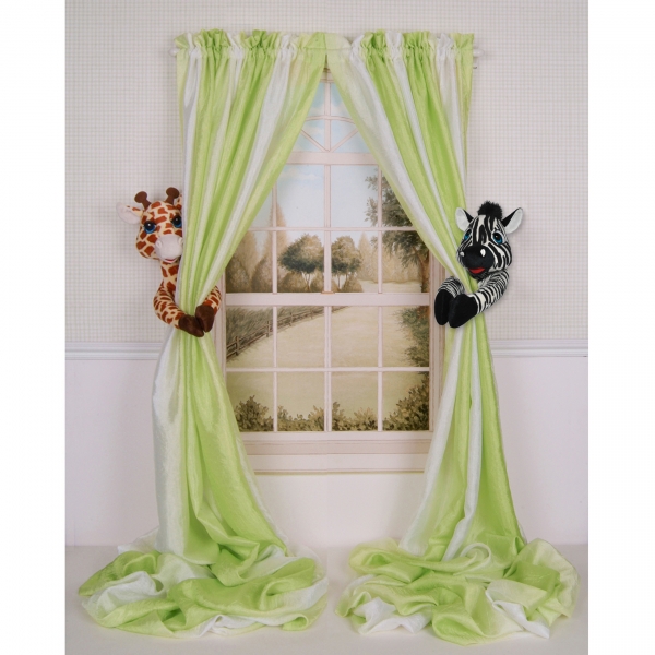 Jungle Safari Giraffe & Zebra Nursery Curtain Tieback Holdback Collector Set