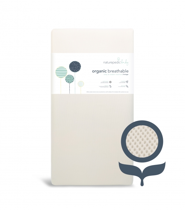 Naturepedic Organic Breathable Lightweight 2-Stage with Washable Cover Baby Crib & Toddler Mattress