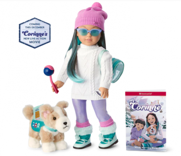 American Girl Corinne Doll, Book, Accessories and Dog