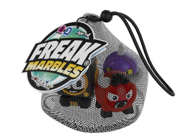 Freak Marbles 3 Marbles & Skins in drawstring mesh bag 