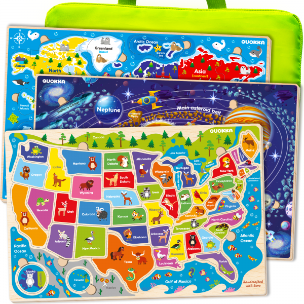 Wooden Puzzles for Kids Maps, Space | Learning Toys